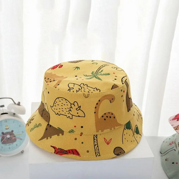 Καπέλα με κουβά για μωρά με τύπωμα δεινοσαύρων κινουμένων σχεδίων για αγόρι κορίτσι Χαριτωμένο ζώο βρέφος Καπέλο ψαρά Καλοκαιρινό μικρό παιδί Παναμά Καπέλο ηλίου