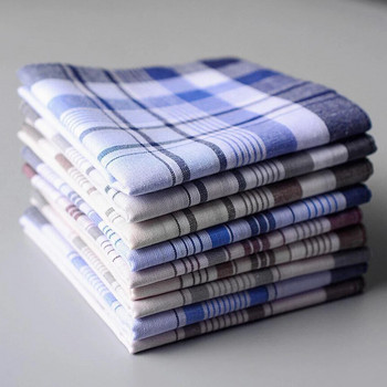 10 бр. Памучни меки удобни носни кърпи Мъжки квадратни кърпи с шарка 38 см