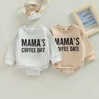 Citgeett Spring Toddler Baby Girls Boys Bodysuit Letter Print Casual Long Sleeve Sweatshirt Jumpsuit Fall Clothes