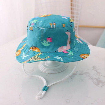 Ανοιξιάτικο Καλοκαίρι Λεπτά αναπνεύσιμα παιδικά καπέλα κουβά Unisex Βρεφικά καπέλα με αντιανεμικό σχοινί Παιδικά καπέλα εξωτερικού χώρου 6 μηνών-8 ετών