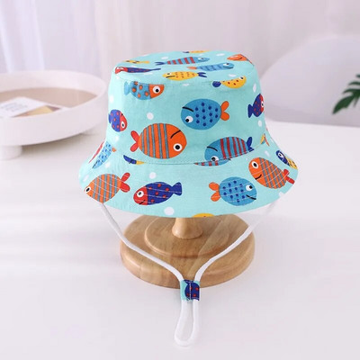 Pavasario vasaros plonos, kvėpuojančios vaikiškos kepurės su kibirais Unisex kūdikių kepurės nuo saulės su vėjo nepraleidžiančiomis virvėmis Vaikiškos lauko kepuraitės nuo 6 mėnesių iki 8 metų