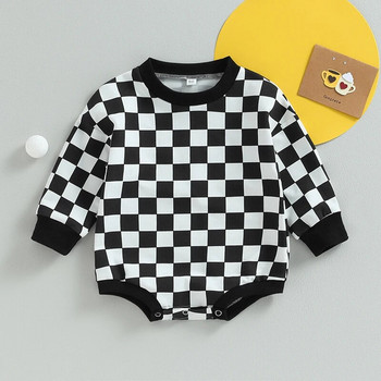 2023-06-06 Lioraitiin 0-24M Βρεφικό μπλουζάκι αγόρι κοριτσάκι Φθινοπωρινό Φούτερ Ολόσωμη φόρμα σκακιέρα με μακρυμάνικη φόρμα για νεογέννητο