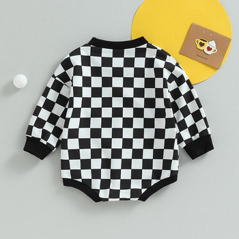 2023-06-06 Lioraitiin 0-24M Βρεφικό μπλουζάκι αγόρι κοριτσάκι Φθινοπωρινό Φούτερ Ολόσωμη φόρμα σκακιέρα με μακρυμάνικη φόρμα για νεογέννητο