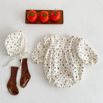 0-24 εκατομμυρίων νήπιο κοριτσάκι Romper Κοτλέ με μακρυμάνικο εκτύπωση Νεογέννητο κοριτσάκι Φθινοπωρινή άνοιξη Βρεφικά ρούχα