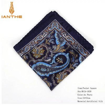 Batista pentru bărbați nou-nouț, epocă Paisley Buzunar pătrat Moale Hankies Petrecere de nuntă Afaceri Mătase Artificială Prosop Cadou