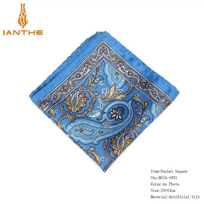 Batista pentru bărbați nou-nouț, epocă Paisley Buzunar pătrat Moale Hankies Petrecere de nuntă Afaceri Mătase Artificială Prosop Cadou