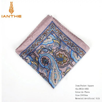 Batista pentru bărbați nou-nouț, epocă Paisley Buzunar pătrat Moale Hankies Petrecere de nuntă Afaceri Mătase Artificială Prosop Cadou