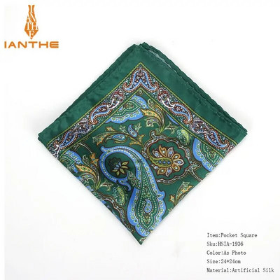 Batista pentru bărbați nou-nouț, epocă Paisley Buzunar pătrat Moale Hankies Petrecere de nuntă Afaceri Mătase Artificială Prosop Cadou
