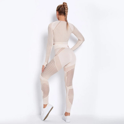Xlwsbcr Hollow Out Seamless Jogas Komplekts Sporta Apģērbi Sieviešu Black Crop Top Krūšturis Legingi Treniņtērps Fitnesa Sporta Komplekti