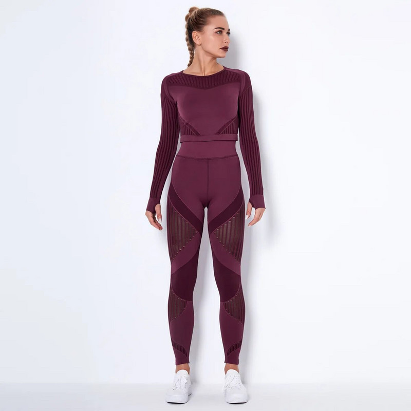Xlwsbcr Set de yoga fără cusături scobiți ținute sport femei crop negru sutien jambiere antrenament costum sală fitness seturi sport