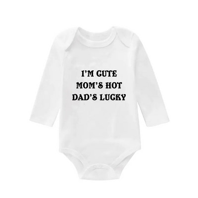 Body pentru nou-născut Salopetă pentru bebeluși Onesies Îmbrăcăminte pentru copii mici Băieți Fete Salopetă cu mâneci lungi cu imprimeu cu litere 0 până la 12 luni