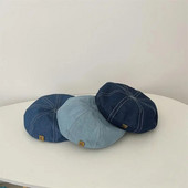 Beretă pentru copii din denim din Coreea Pălărie la modă pentru fete și băieți Pălărie pentru bebeluși, primăvară, toamnă, beretă pentru copii, șapci moale pentru bebeluși, accesorii pentru copii