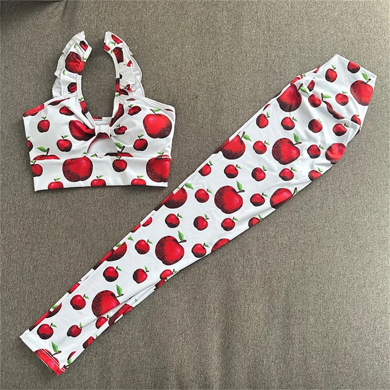 2024 Dot 2 buc Trening pentru femei Set de yoga Costum sport Îmbrăcăminte de gimnastică Haine de antrenament Haine de gimnastică Jambiere cu talie înaltă Îmbrăcăminte sportivă de fitness