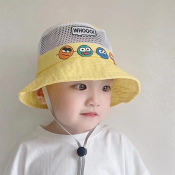 Καπέλο για παιδικό μωρό με κουβά Καλοκαίρι με πλέγμα αρκουδάκι Αναπνεύσιμο καπέλο ηλίου Βρέφος νήπιο Sunshade Sun Beach Μονόχρωμο Καπέλο παραλίας