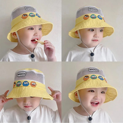 Pălărie cu găleată pentru copii, șapcă de vară, cu plasă de urs din desene animate, pălărie de soare, respirabilă, pentru copii mici, umbrelă de soare pentru plajă, culoare solidă, șapcă de plajă