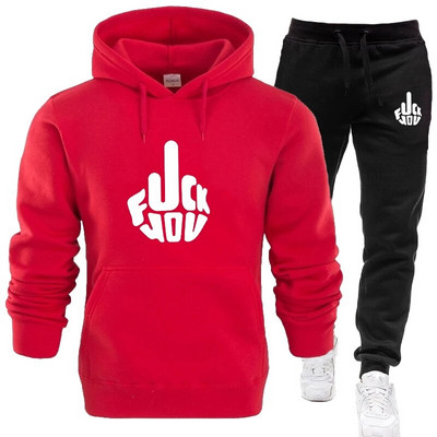 Jogging amuzant pentru bărbați, costum de trening cu glugă, pulover, pantaloni de trening, costum sport, mărime mare