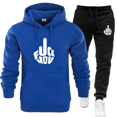 Jogging amuzant pentru bărbați, costum de trening cu glugă, pulover, pantaloni de trening, costum sport, mărime mare