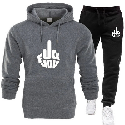 Jogging amuzant pentru bărbați, costum de trening cu glugă, pulover, pantaloni de trening, costum sport, mărime mare