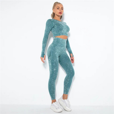 1/2 db Mosás Zökkenőmentes női jóga szett Sport Aktív Fitness Sportos nadrág edzőterem edzés Scrunch leggings guggolásmentes ruházat