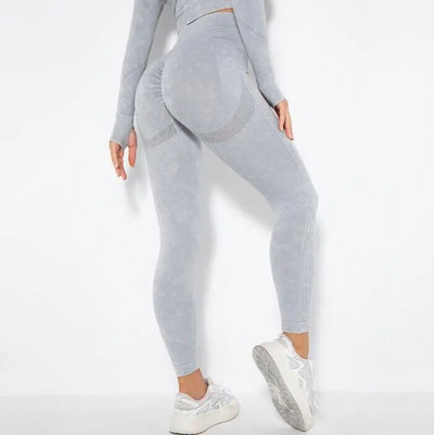 1/2 db Mosás Zökkenőmentes női jóga szett Sport Aktív Fitness Sportos nadrág edzőterem edzés Scrunch leggings guggolásmentes ruházat