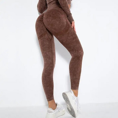 1/2 db Mosás Zökkenőmentes női jóga szett Sport Aktív Fitness Sportos nadrág edzőterem edzés Scrunch leggings guggolásmentes ruházat