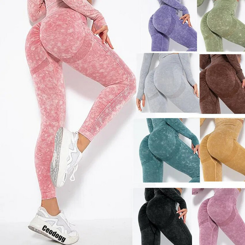 1/2 db Mosás Zökkenőmentes női jóga szett Sport Aktív Fitness Sportos nadrág edzőterem edzés Scrunch leggings guggolásmentes ruházat