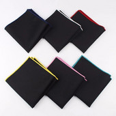 Batistă din bumbac în stil însorit pentru bărbați pătrat de buzunar negru, cu margini colorate, prosop Casual 23*23cm