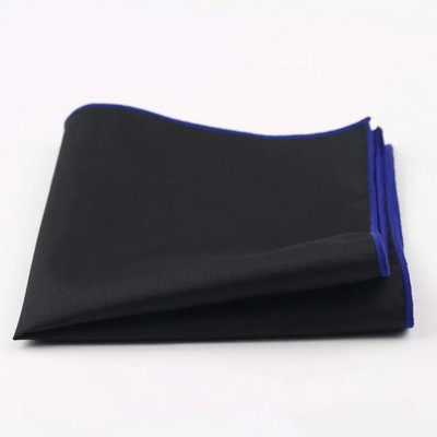 Batistă din bumbac în stil însorit pentru bărbați pătrat de buzunar negru, cu margini colorate, prosop Casual 23*23cm