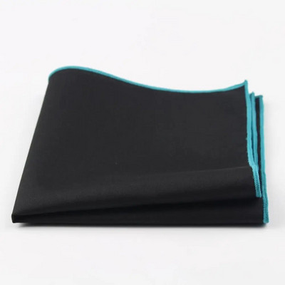 Batistă din bumbac în stil însorit pentru bărbați pătrat de buzunar negru, cu margini colorate, prosop Casual 23*23cm