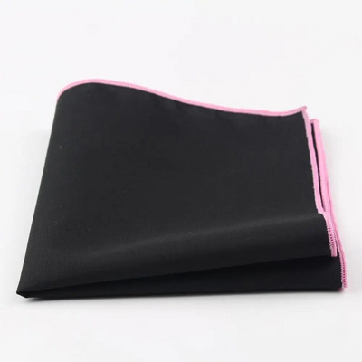 Batistă din bumbac în stil însorit pentru bărbați pătrat de buzunar negru, cu margini colorate, prosop Casual 23*23cm