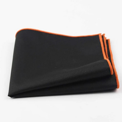 Batistă din bumbac în stil însorit pentru bărbați pătrat de buzunar negru, cu margini colorate, prosop Casual 23*23cm