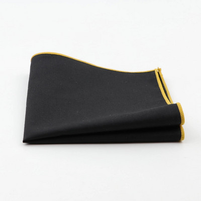 Batistă din bumbac în stil însorit pentru bărbați pătrat de buzunar negru, cu margini colorate, prosop Casual 23*23cm