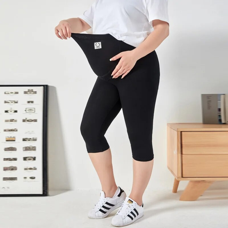 Elastiniai aukštu juosmeniu nėščiųjų antblauzdžiai liesos nėščios moterys, pilvą palaikantys šortai po gimdymo Leggins kūno formuotojas Capri penktos kelnės