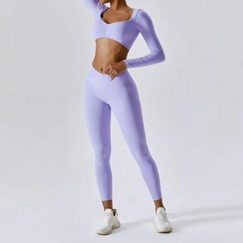 Спортен костюм за йога от две части Спортно облекло Дамски комплект Дишащи тренировъчни дрехи за жени Облекло Комплект за фитнес зала Академичен анцуг