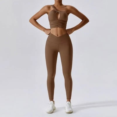 Costum de yoga sport din două piese Îmbrăcăminte sportivă Set de femei Haine de antrenament respirabile pentru femei Ținută de fitness Set de gimnastică Trening academic