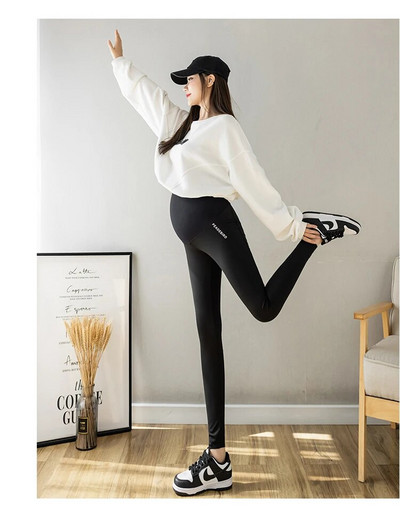 2024 tavaszi és őszi terhesség cápabőr leggings karcsú csípő, kívül nyomtatott betűk Nadrág magas derekú terhes női nadrág