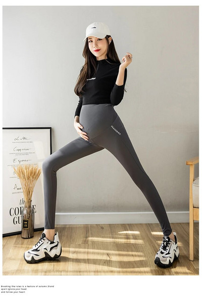 2024 tavaszi és őszi terhesség cápabőr leggings karcsú csípő, kívül nyomtatott betűk Nadrág magas derekú terhes női nadrág