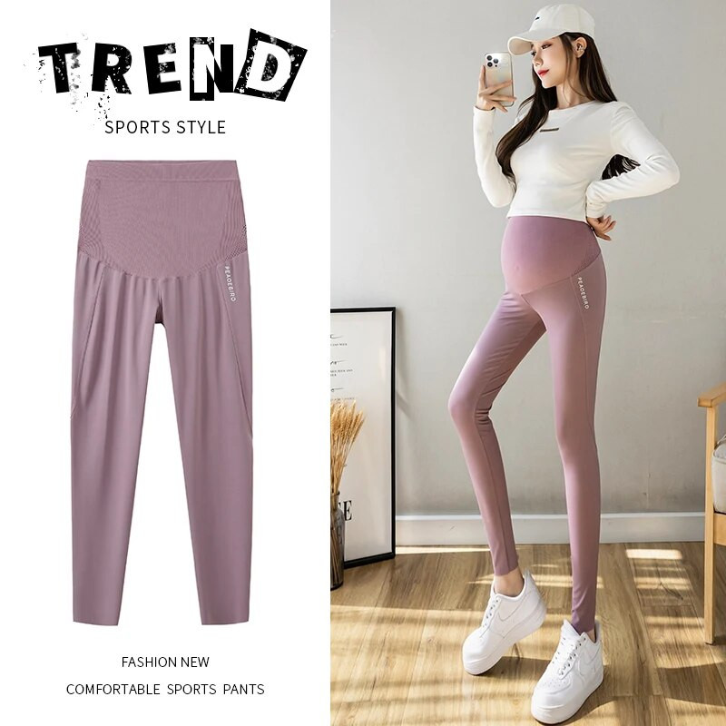 2024 tavaszi és őszi terhesség cápabőr leggings karcsú csípő, kívül nyomtatott betűk Nadrág magas derekú terhes női nadrág