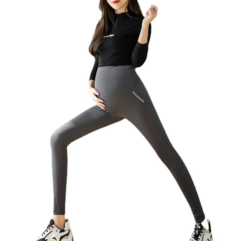 2024 tavaszi és őszi terhesség cápabőr leggings karcsú csípő, kívül nyomtatott betűk Nadrág magas derekú terhes női nadrág