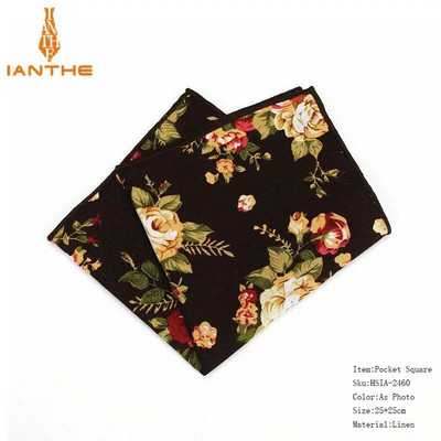 Costume pentru bărbați Batiste din in țesute cu imprimare florală pătrat de buzunar papuci pentru bărbați de afaceri casual buzunare pătrate prosop