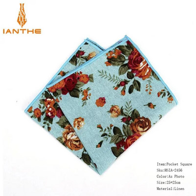 Costume pentru bărbați Batiste din in țesute cu imprimare florală pătrat de buzunar papuci pentru bărbați de afaceri casual buzunare pătrate prosop