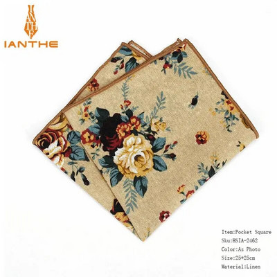 Costume pentru bărbați Batiste din in țesute cu imprimare florală pătrat de buzunar papuci pentru bărbați de afaceri casual buzunare pătrate prosop