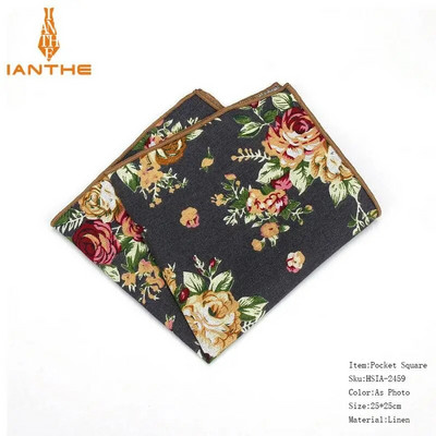 Costume pentru bărbați Batiste din in țesute cu imprimare florală pătrat de buzunar papuci pentru bărbați de afaceri casual buzunare pătrate prosop