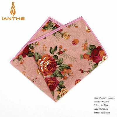 Costume pentru bărbați Batiste din in țesute cu imprimare florală pătrat de buzunar papuci pentru bărbați de afaceri casual buzunare pătrate prosop