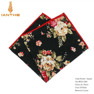 Costume pentru bărbați Batiste din in țesute cu imprimare florală pătrat de buzunar papuci pentru bărbați de afaceri casual buzunare pătrate prosop