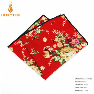 Costume pentru bărbați Batiste din in țesute cu imprimare florală pătrat de buzunar papuci pentru bărbați de afaceri casual buzunare pătrate prosop