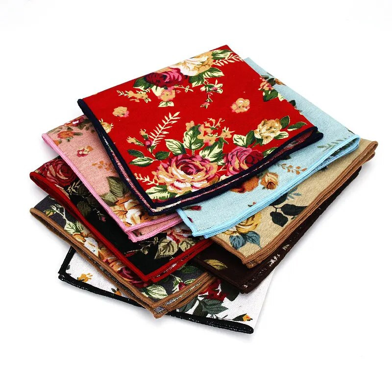 Costume pentru bărbați Batiste din in țesute cu imprimare florală pătrat de buzunar papuci pentru bărbați de afaceri casual buzunare pătrate prosop