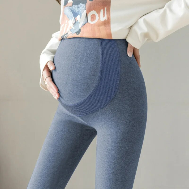 Jambiere la modă pentru femei însărcinate, primăvară și toamnă, pantaloni abdominali cu talie înaltă, reglabili, subțiri, cafea neagră