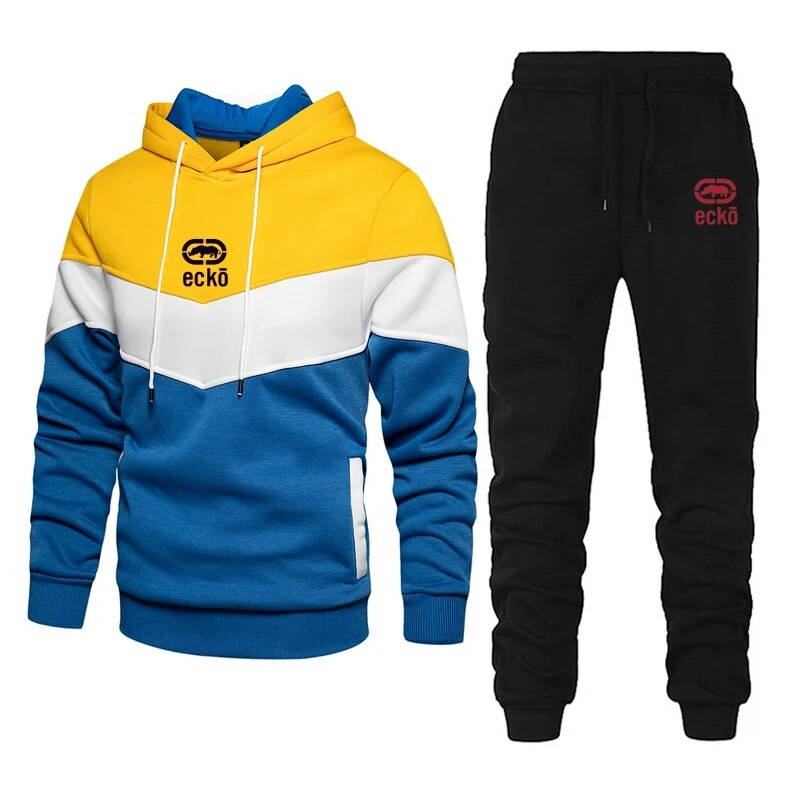 ecko - 2023 Nouă iarnă Îmbrăcăminte pentru bărbați Seturi pentru bărbați Set de hanorace cu imprimeu Hanorac din lână Pantaloni de sport casual Sport Treninguri pentru bărbați