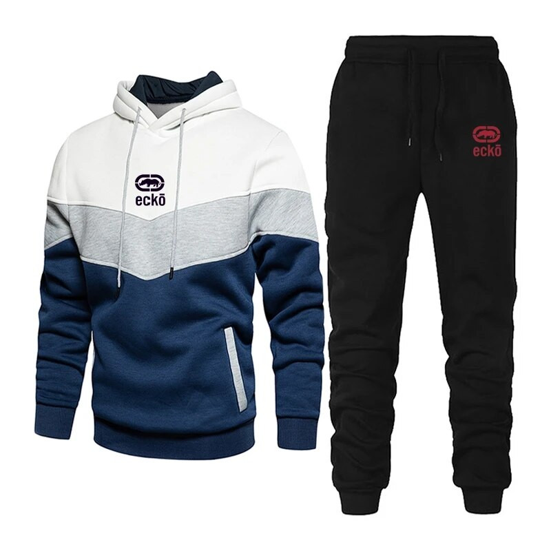 ecko - 2023 Nouă iarnă Îmbrăcăminte pentru bărbați Seturi pentru bărbați Set de hanorace cu imprimeu Hanorac din lână Pantaloni de sport casual Sport Treninguri pentru bărbați
